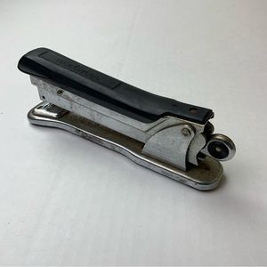Ace Liner Stapler Model 502 Office Desktop Chrome Black Spring Load Vintage